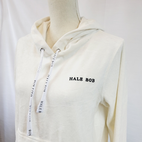 Hale Bob Cream Velour Hoodie size Large - Picture 5 of 12